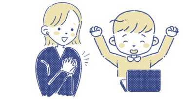 プログラミング教室で学ぶ先生と生徒を描いたイラスト